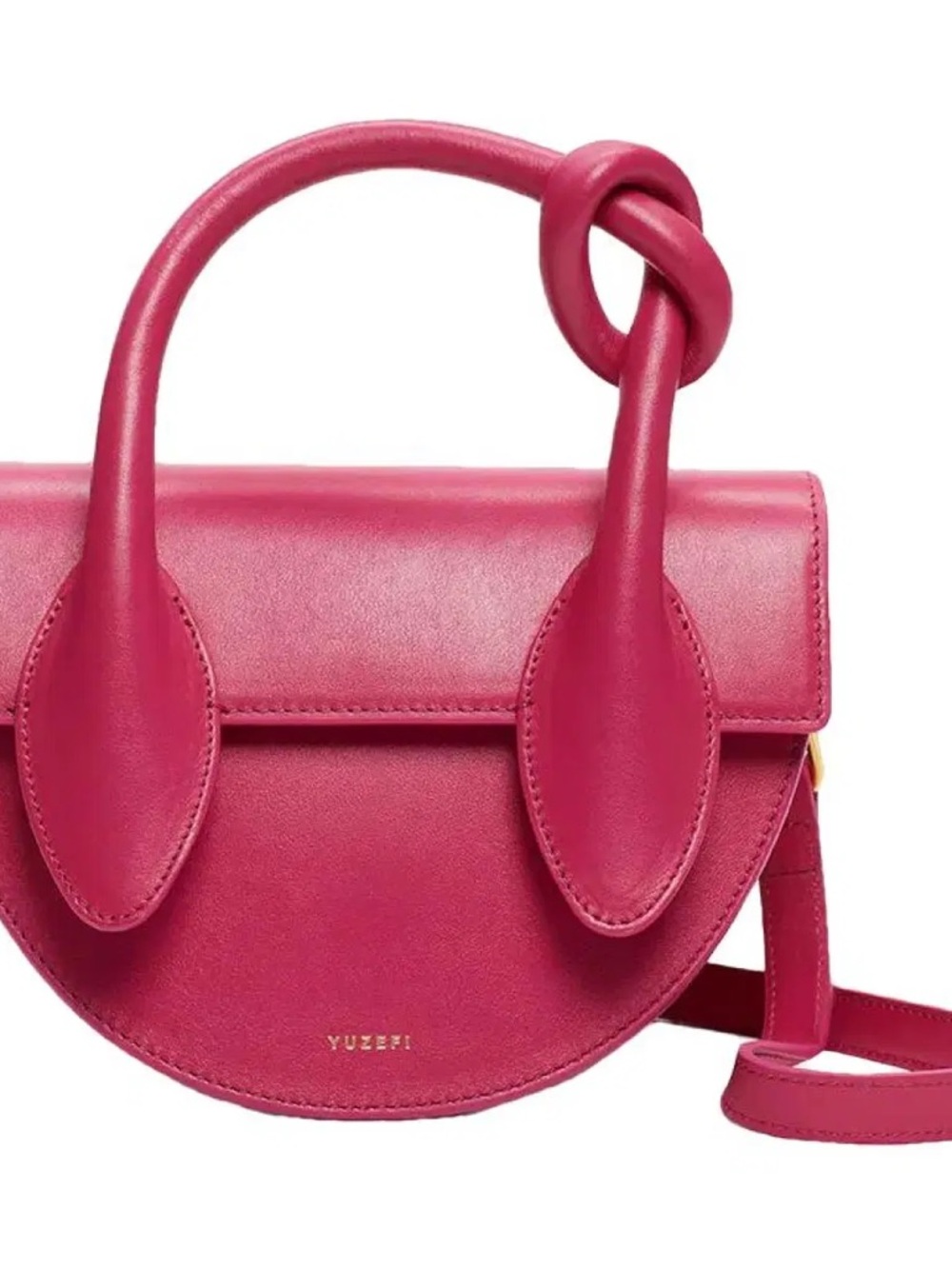 Yuzefi Fuchsia Knot-Handle Half Moon Satchel